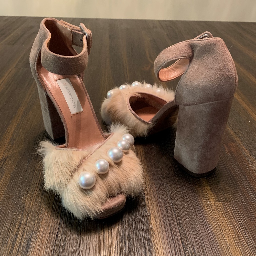 L'AUTRE CHOSE Leather Sandals, Ankle Strap Beads